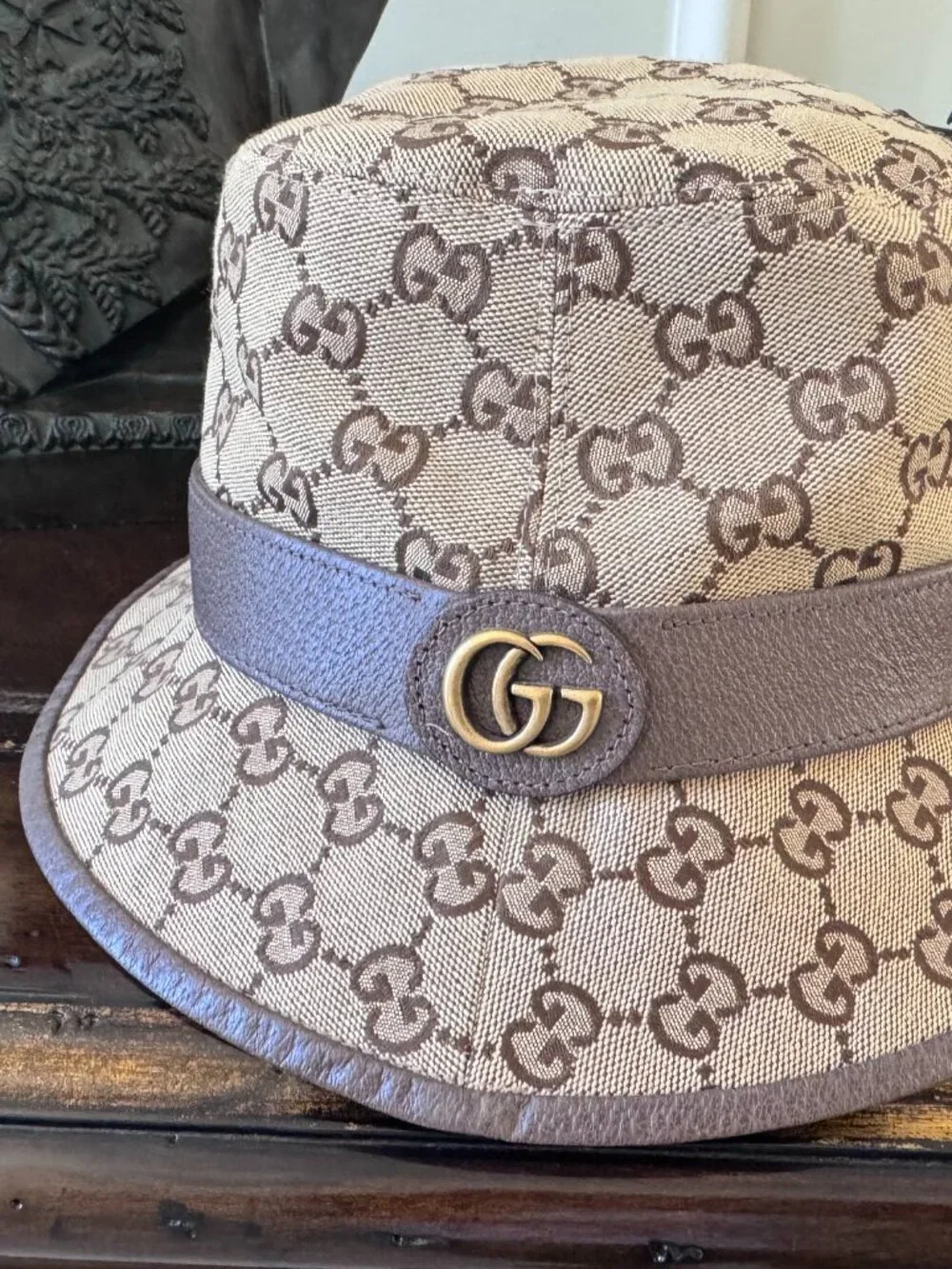 GUCCI GG Monogram Canvas Hat, sz L